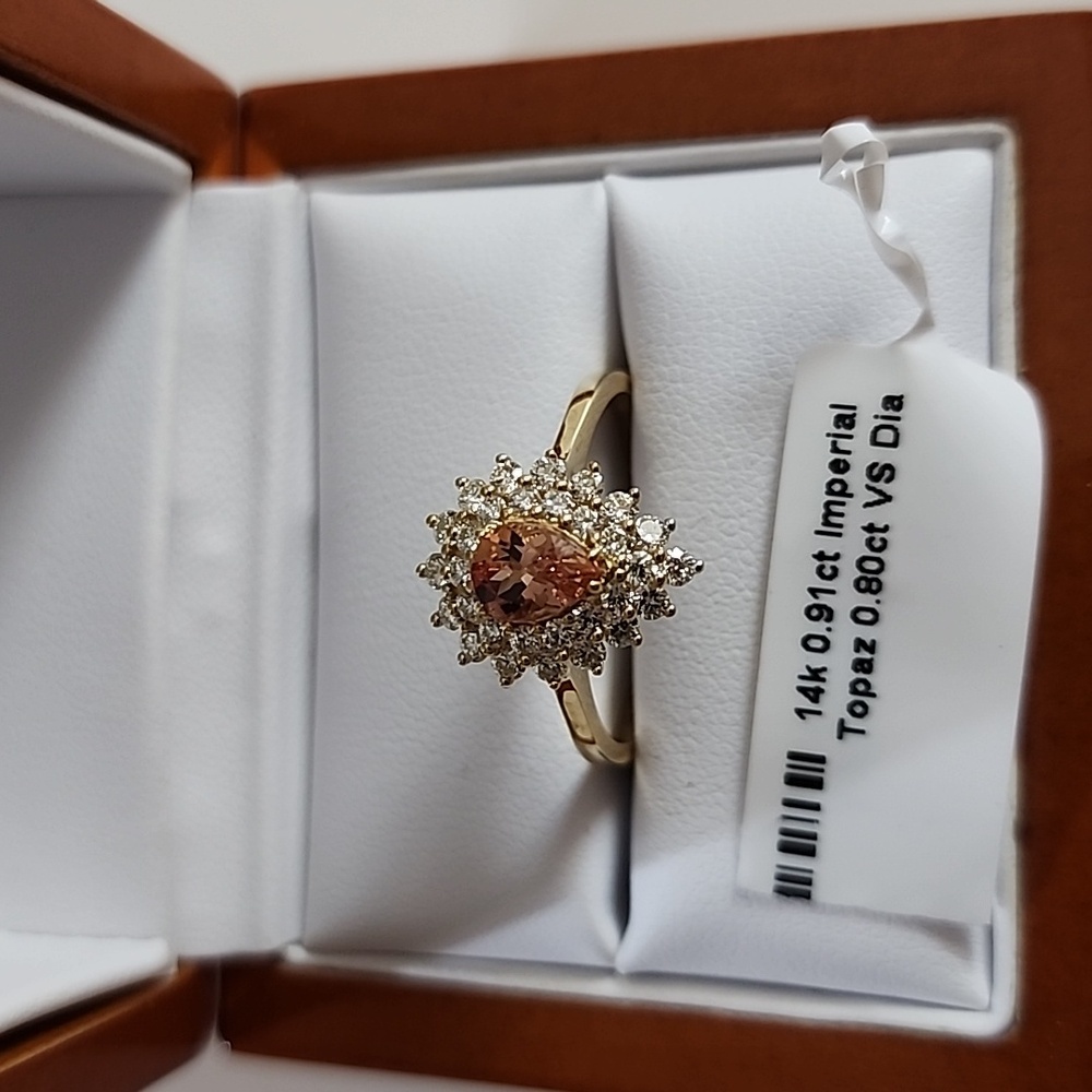 Imperial Topaz and Diamond Ring